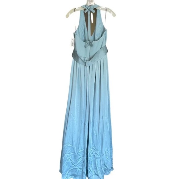 NWT VERA WANG V Neck Halter Gown with Sash Maxi  Bridesmaids Dress Size 4 - Picture 7 of 11
